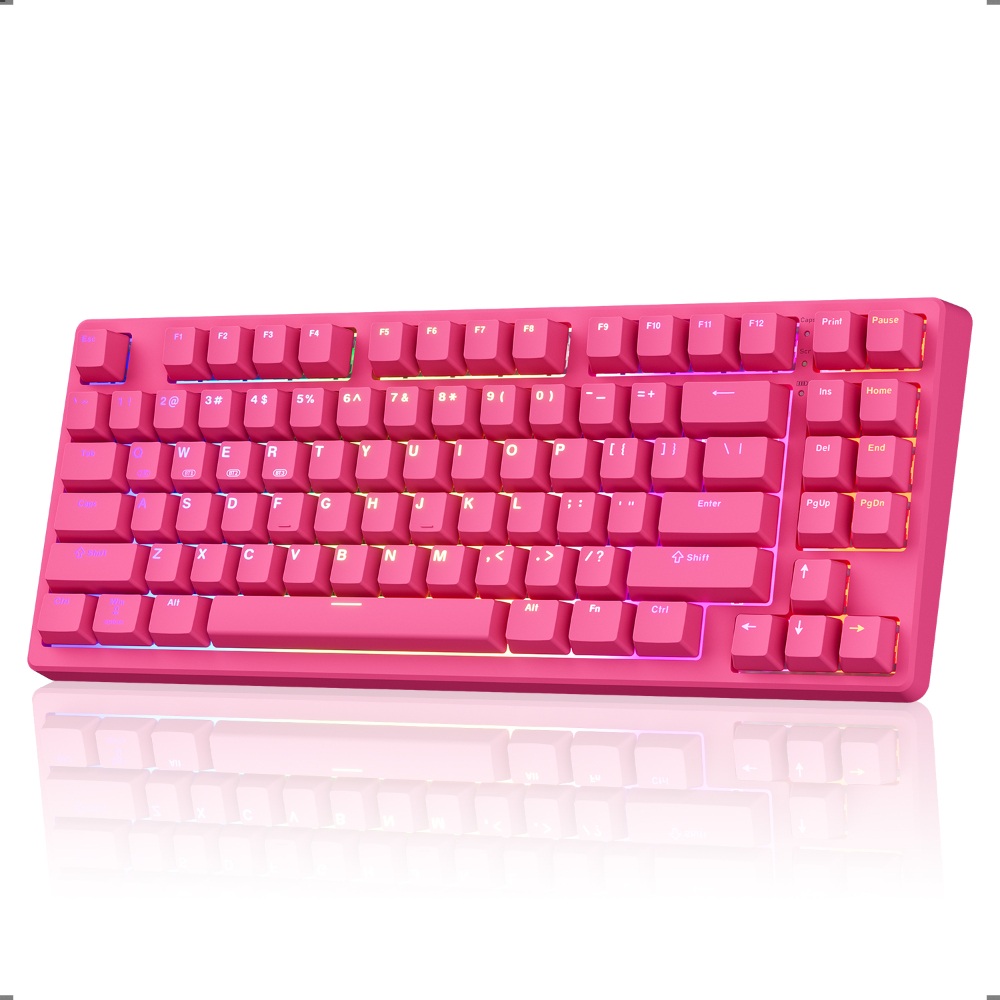 Kisnt KN85 Wireless Mechanical Keyboard, 75% Layout with RGB Backlit, Bluetooth/2.4GHz/USB-C, Custom Hot Swappable Silent Switches, Quiet Typing for Windows/Mac/PC (Berry Red)
